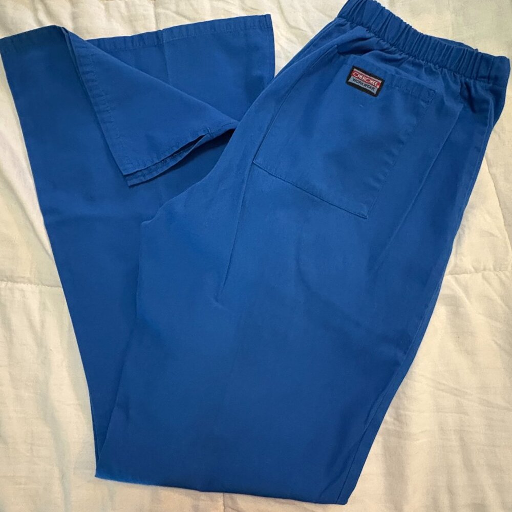Cherokee Women Scrubs Pant Workwear Originals Drawstring Small, Royal Blue